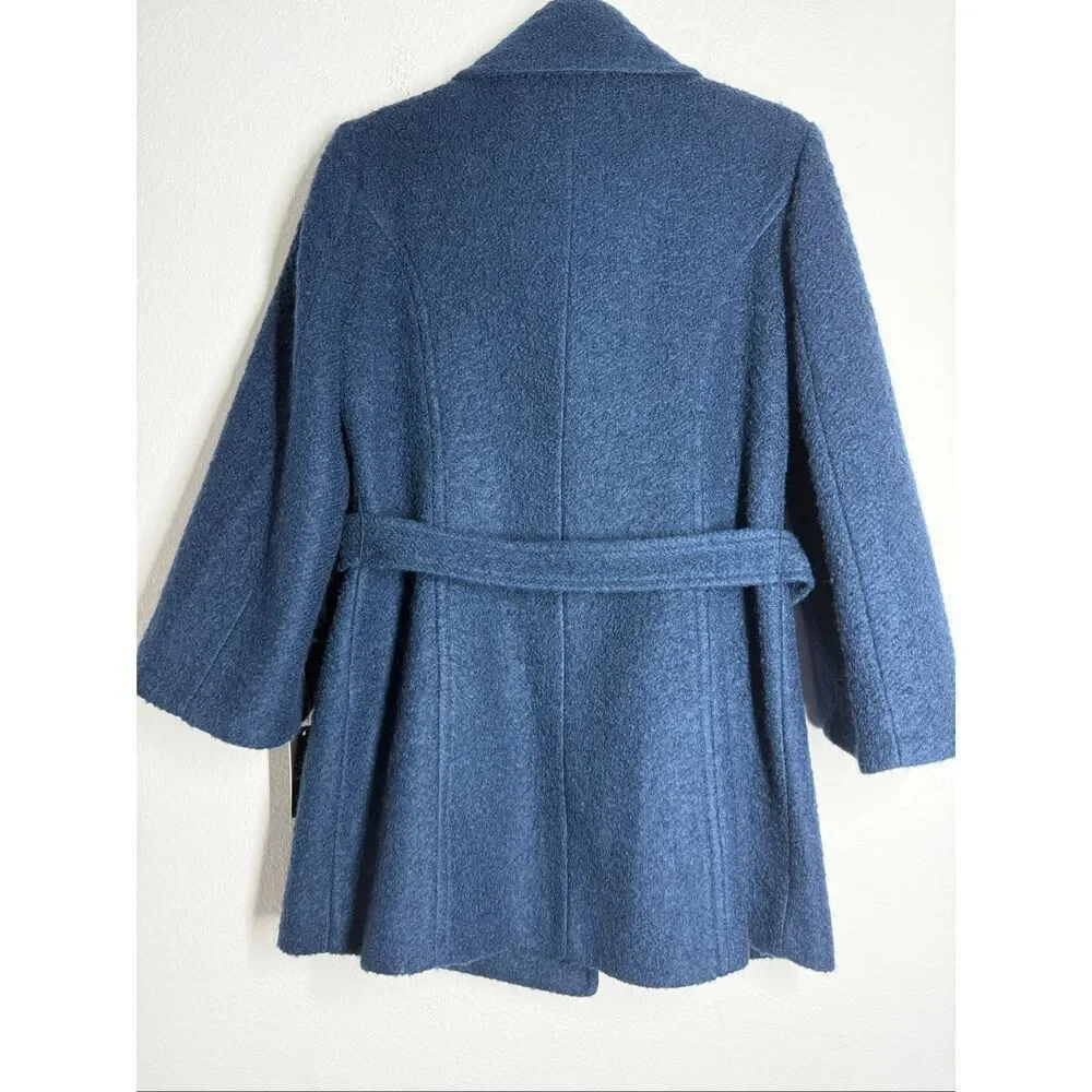 NWT Laundry by Shelli Segal Wool Blend Blue Sz 6 Belted Double Breasted Jacket